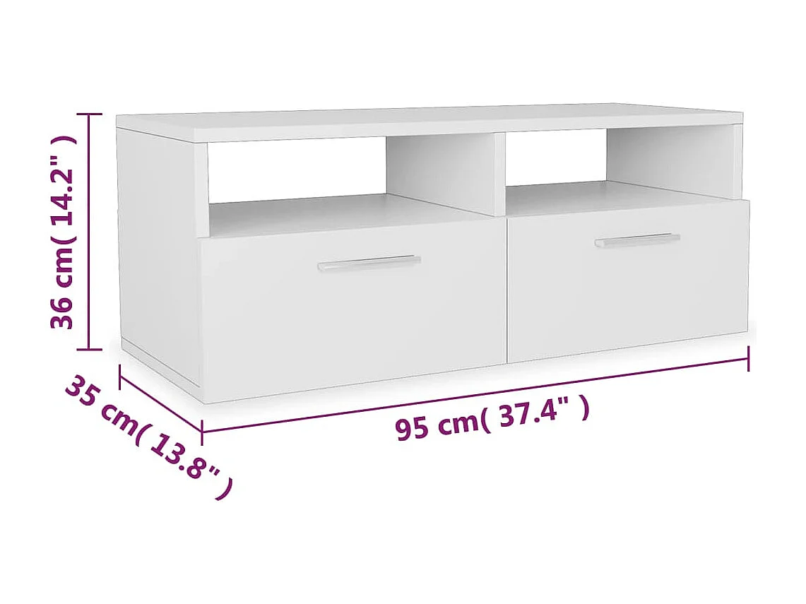 2 Stk. TV-Schränke Holzwerkstoff 95x35x36 cm Weiß