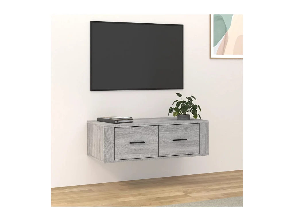 Armoire TV suspendue Sonoma gris 80x36x25 cm Bois d'ingénierie