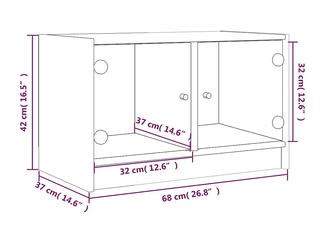 Meuble TV avec portes en verre blanc 68x37x42 cm