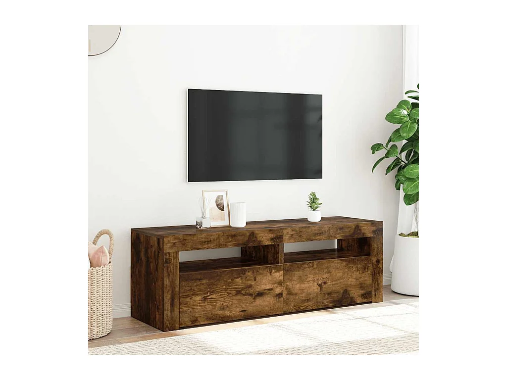 TV-Schrank mit LED-Leuchten Räuchereiche 120x35x40 cm