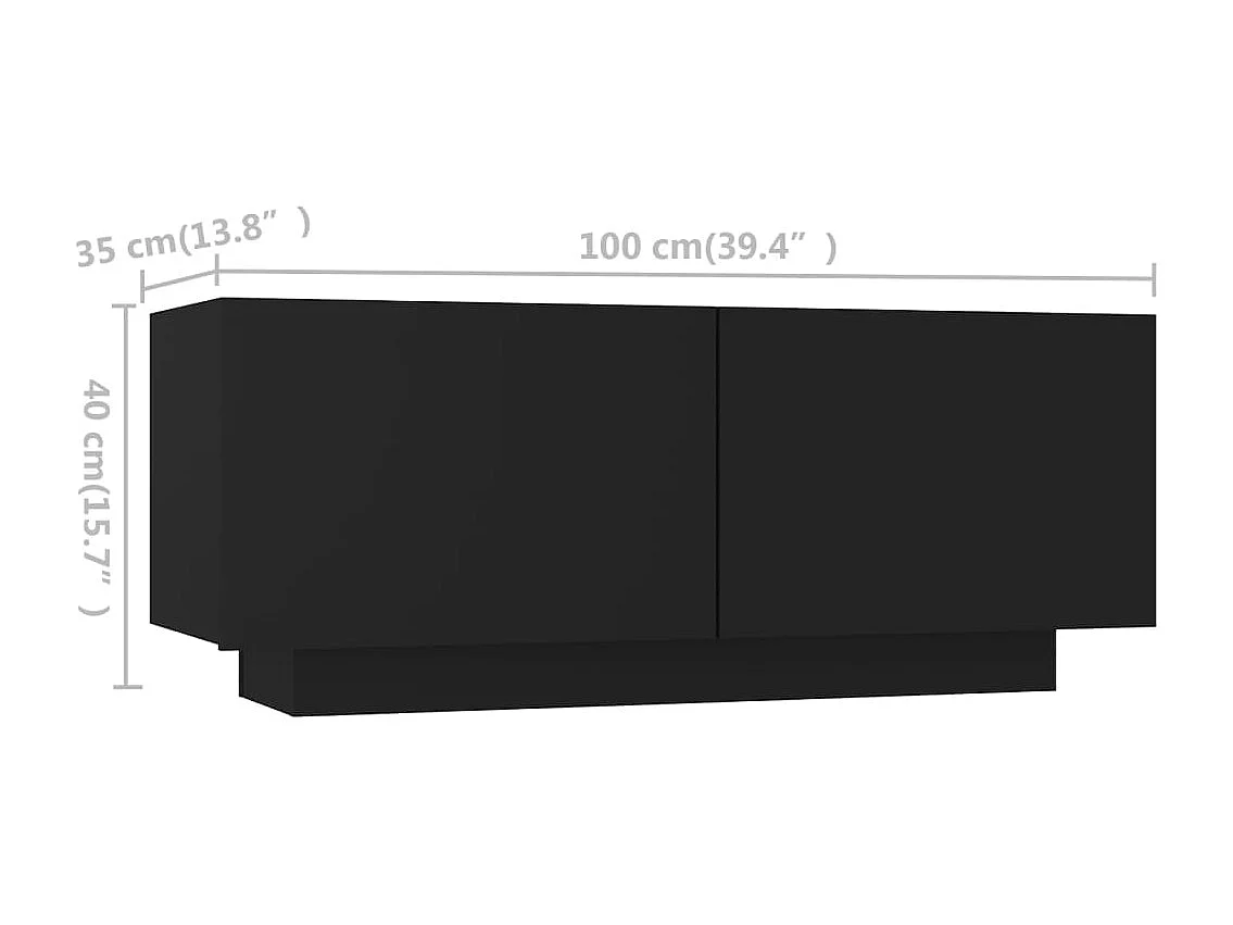 Móvel de TV com luzes LED 260x35x40 cm preto