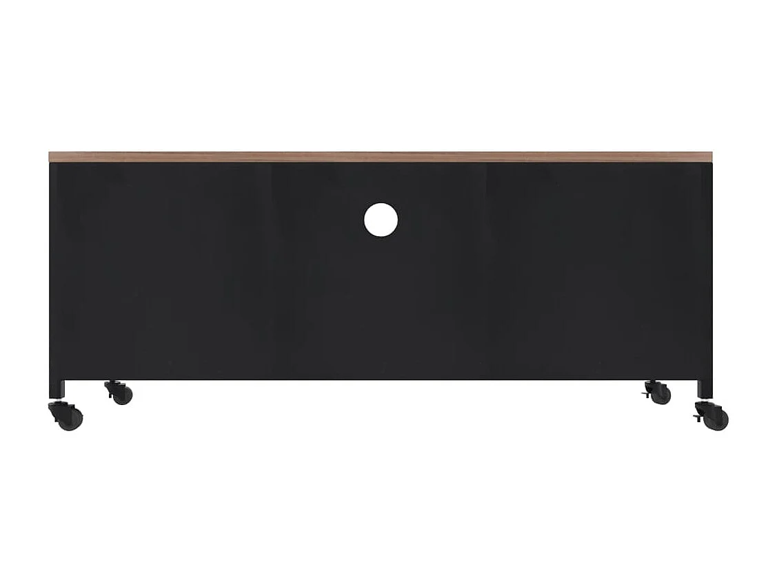 Meuble TV Noir 110x30x43 cm Fer et bois de pin massif