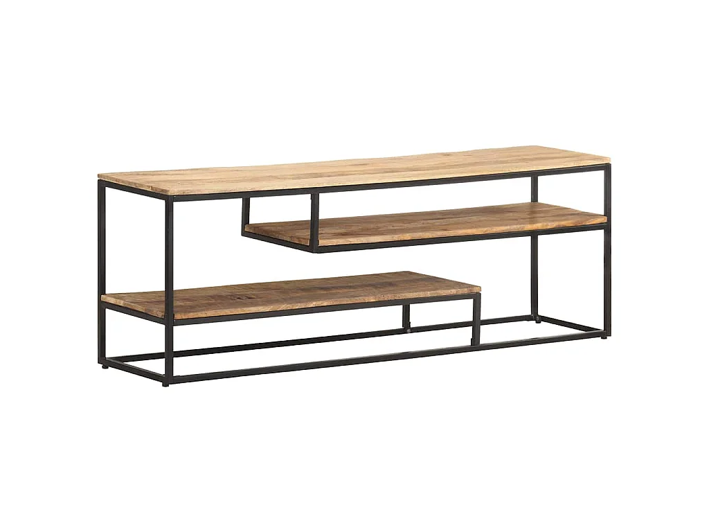 Mobile Porta TV 130x30x45 cm in Legno Massello di Mango Grezzo