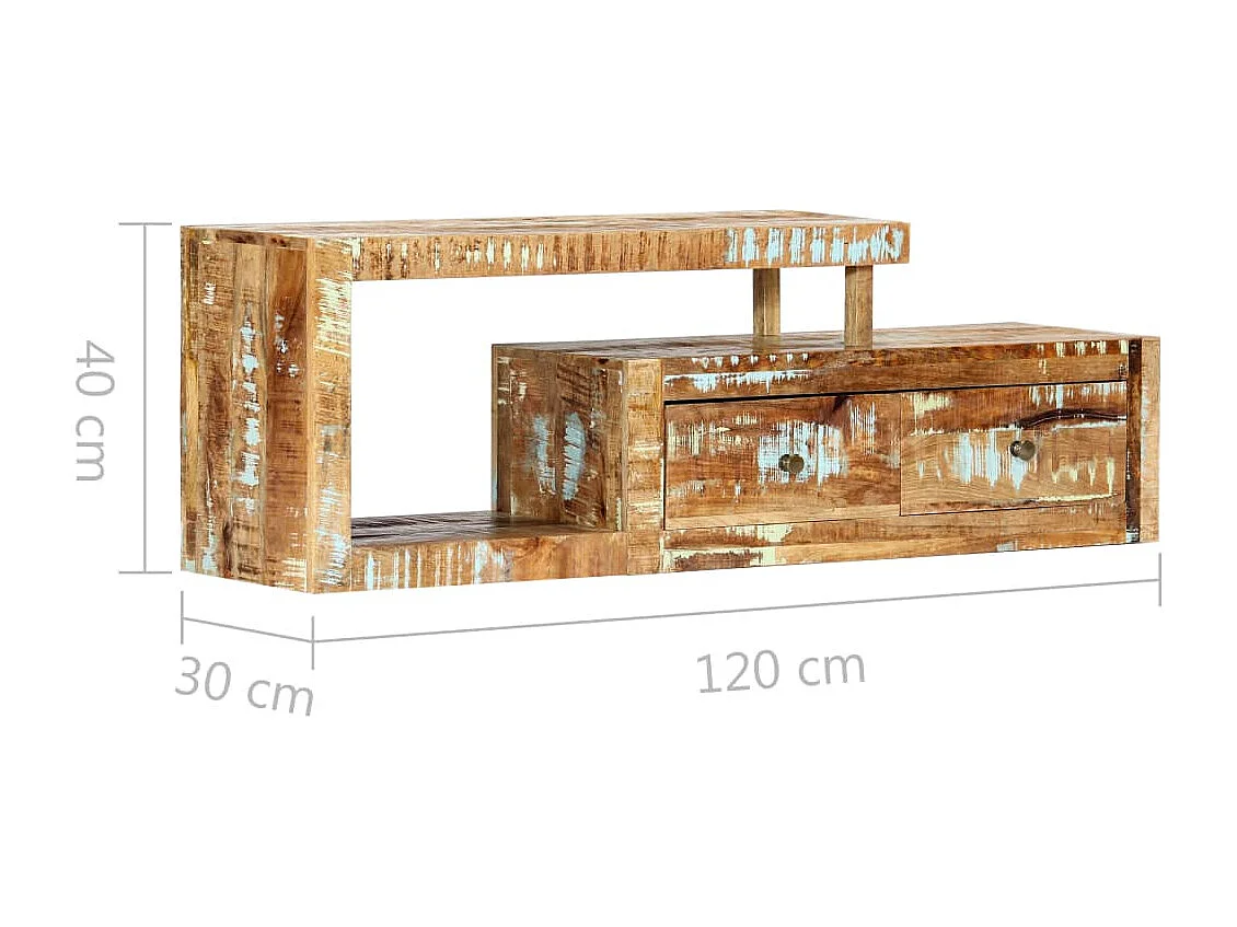Móvel de TV 120x30x40 cm madeira recuperada maciça