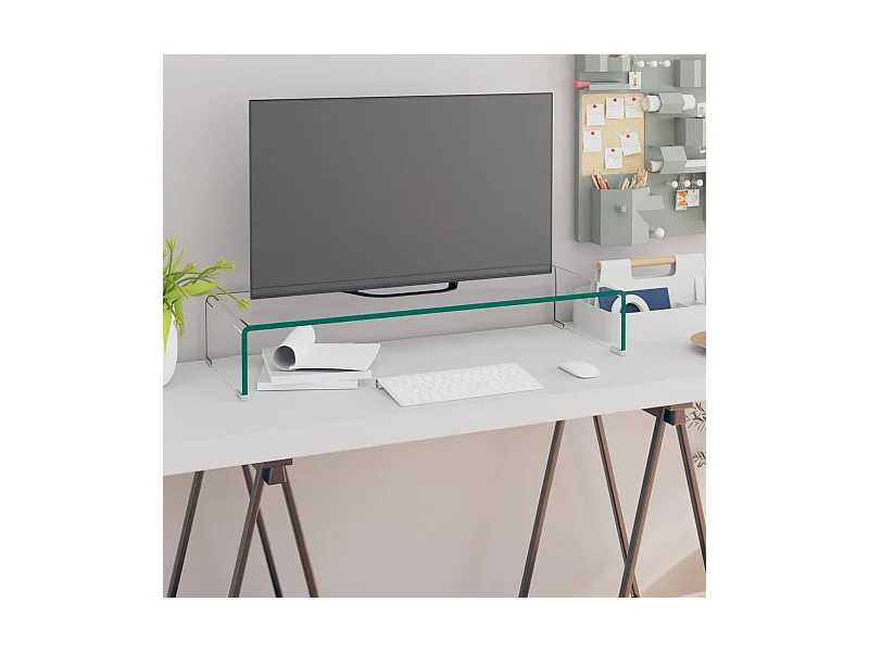 TV-Tisch/Bildschirmerhöhung Glas Transparent 80x30x13 cm