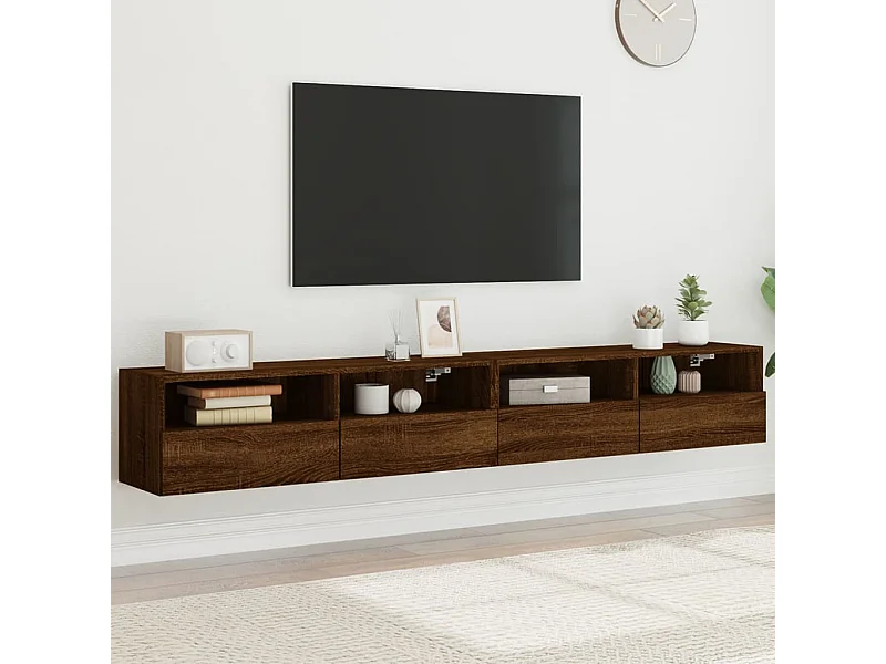 Tv-wandmeubels 2 st 100x30x30 cm bewerkt hout bruin eikenkleur