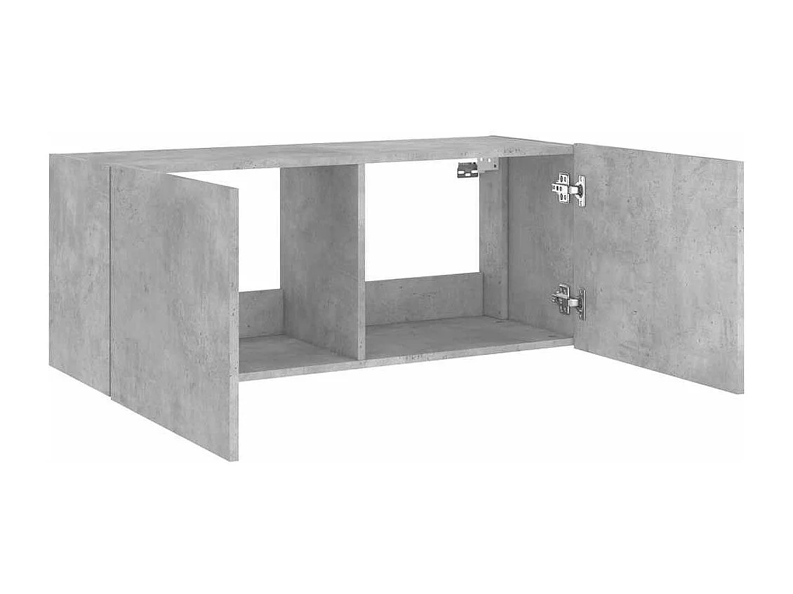 Meuble TV mural avec lumières LED gris béton 100x35x41 cm