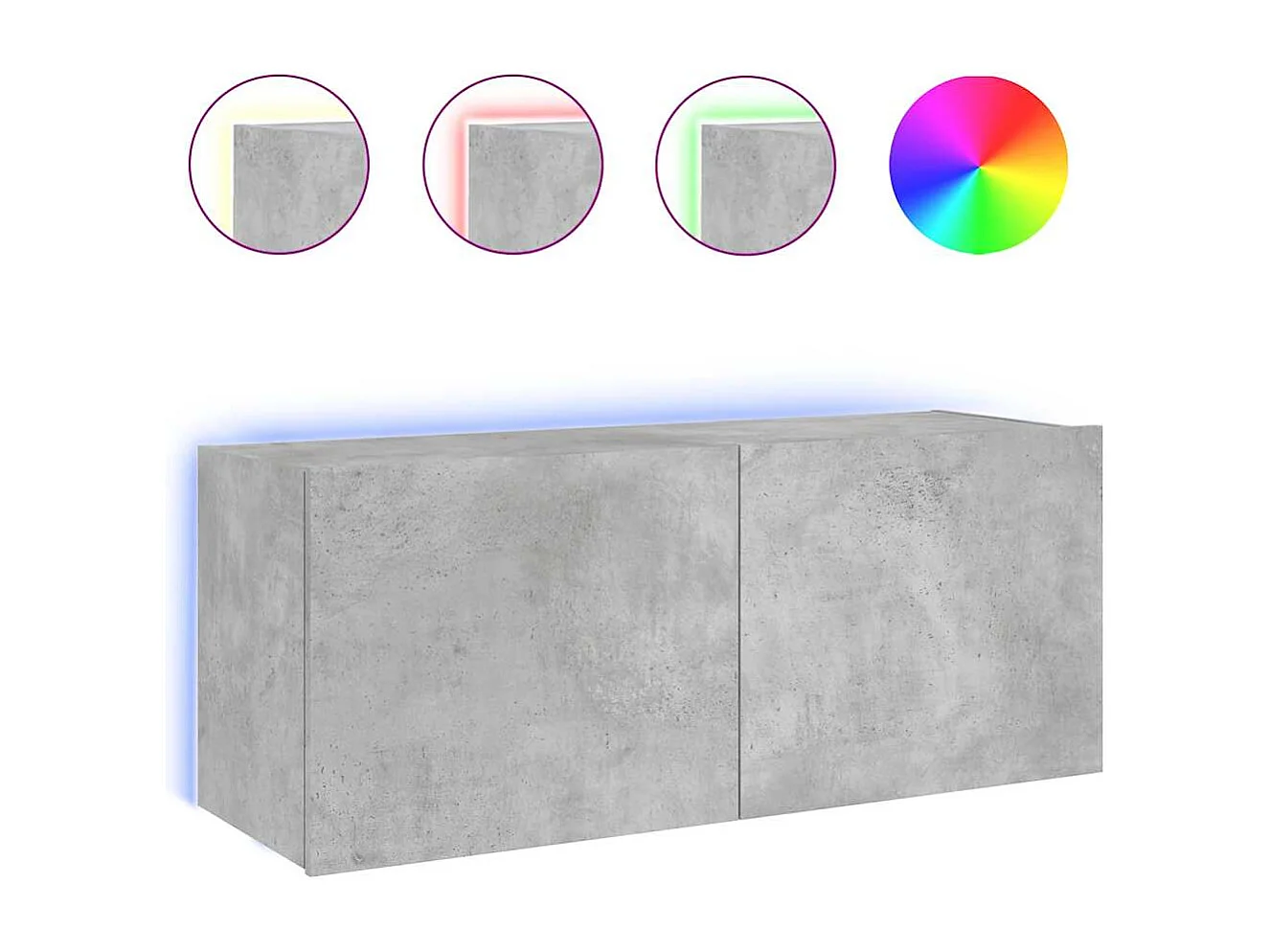 Mobile TV a Parete con Luci LED Grigio Cemento 100x35x41 cm