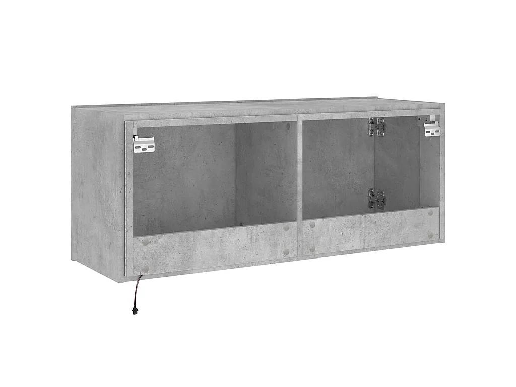 Tv-wandmeubel met LED-verlichting 100x35x41 cm betongrijs