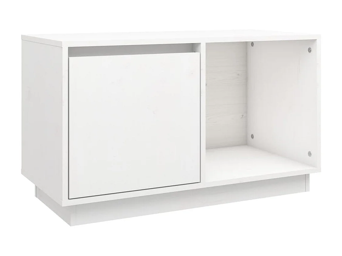 Meuble TV Blanc 74x35x44 cm Bois de pin massif
