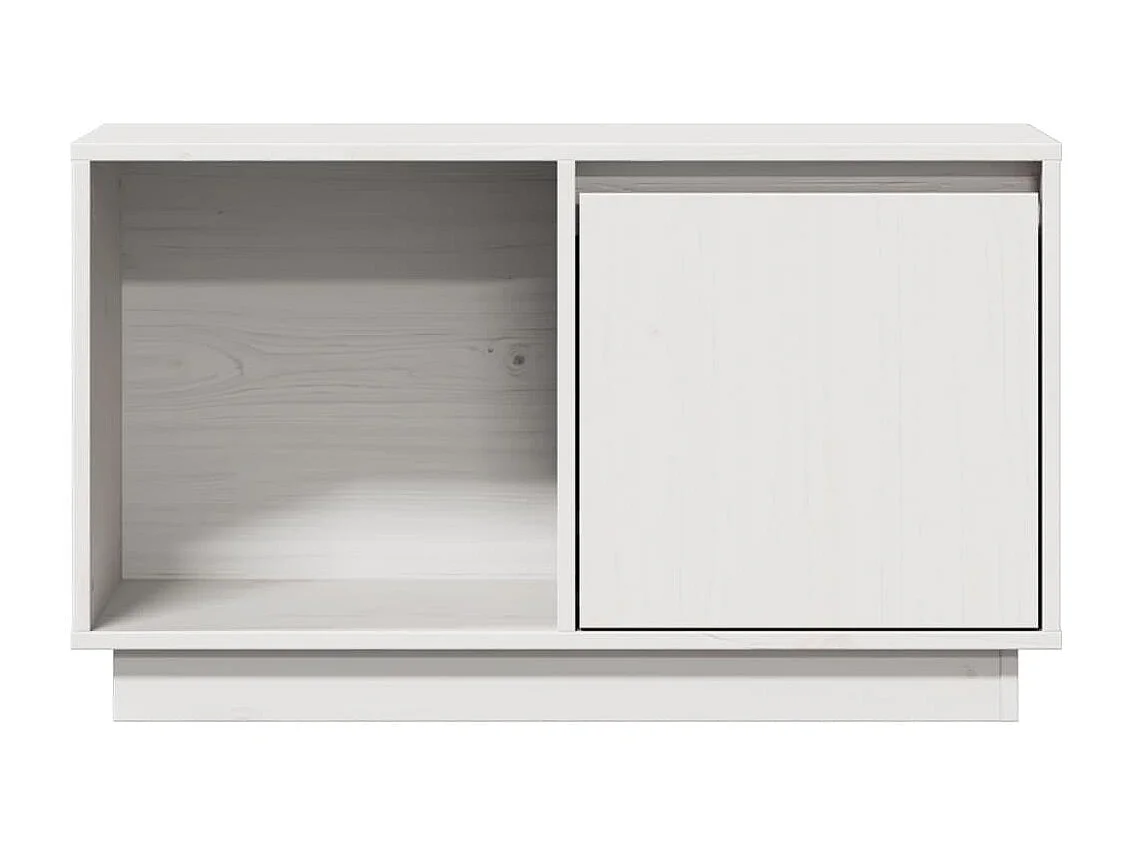 Mobile Porta TV Bianco 74x35x44 cm in Legno Massello di Pino