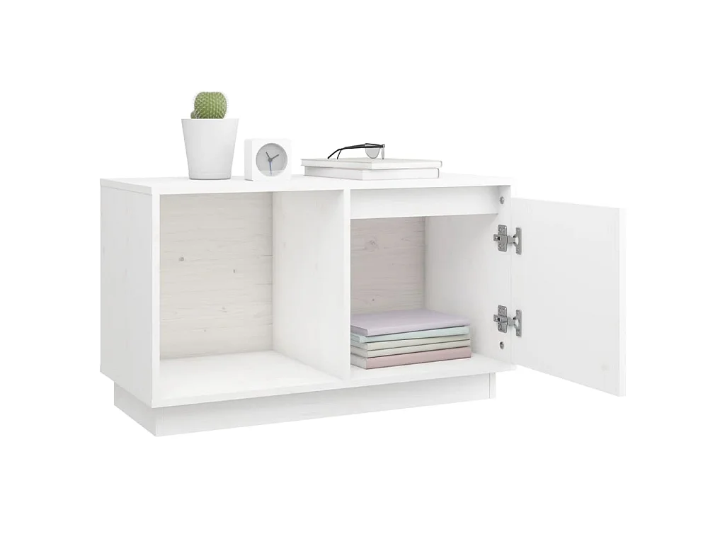 Tv-meubel 74x35x44 cm massief grenenhout wit