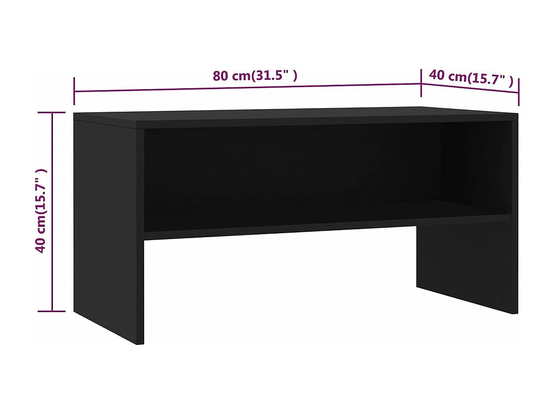 Meuble TV Noir 80x40x40 cm Bois d’ingénierie