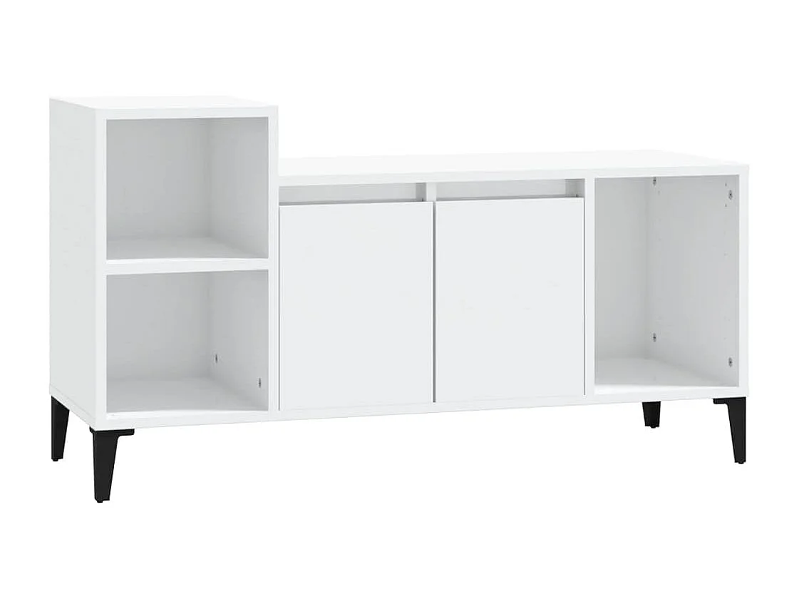 Mobile Porta TV Bianco Lucido 100x35x55 cm in Legno Multistrato