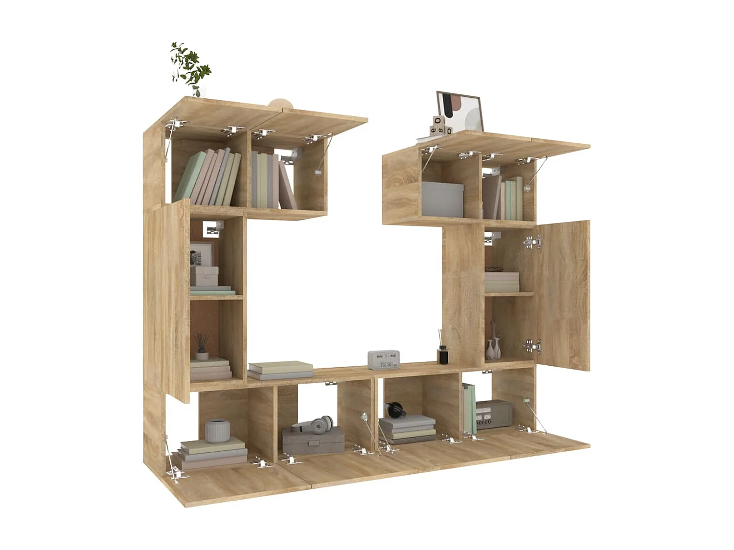 6-delige Tv-meubelset bewerkt hout sonoma eikenkleurig