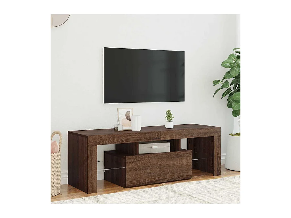 Meuble TV avec lumières LED chêne marron 120x35x40 cm
