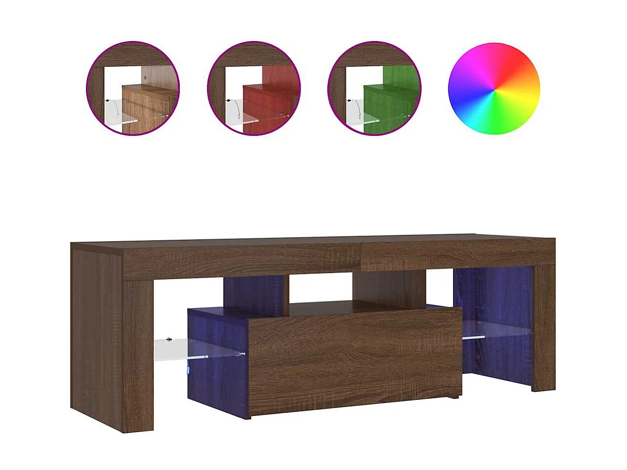 Meuble TV avec lumières LED chêne marron 120x35x40 cm