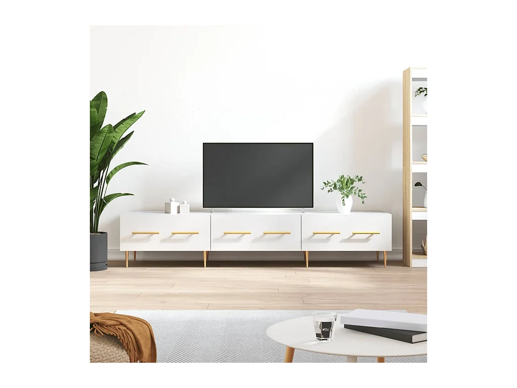 Tv-meubel 150x36x30 cm bewerkt hout hoogglans wit