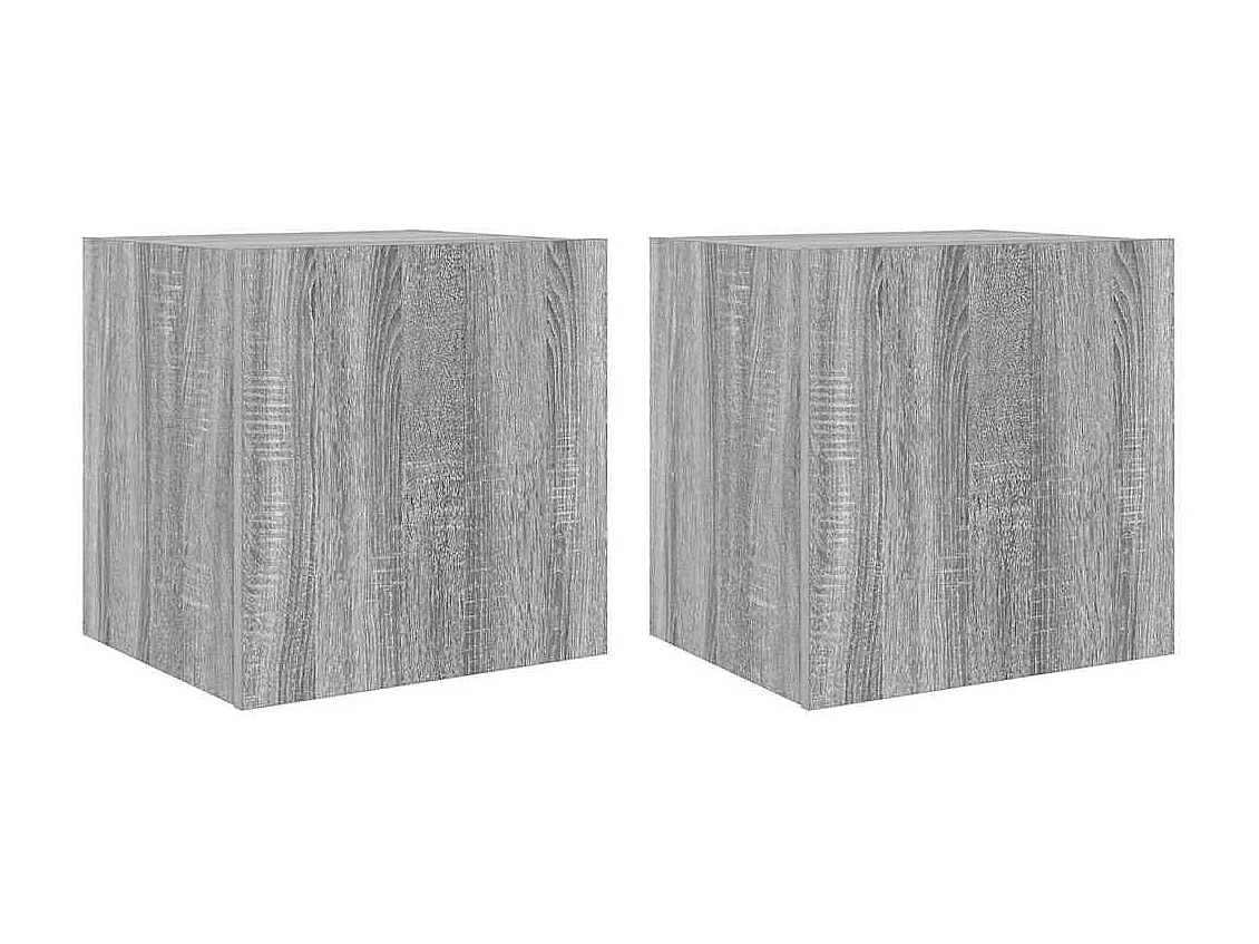 Meubles TV muraux et lumières LED 2pcs sonoma gris 40,5x35x40cm