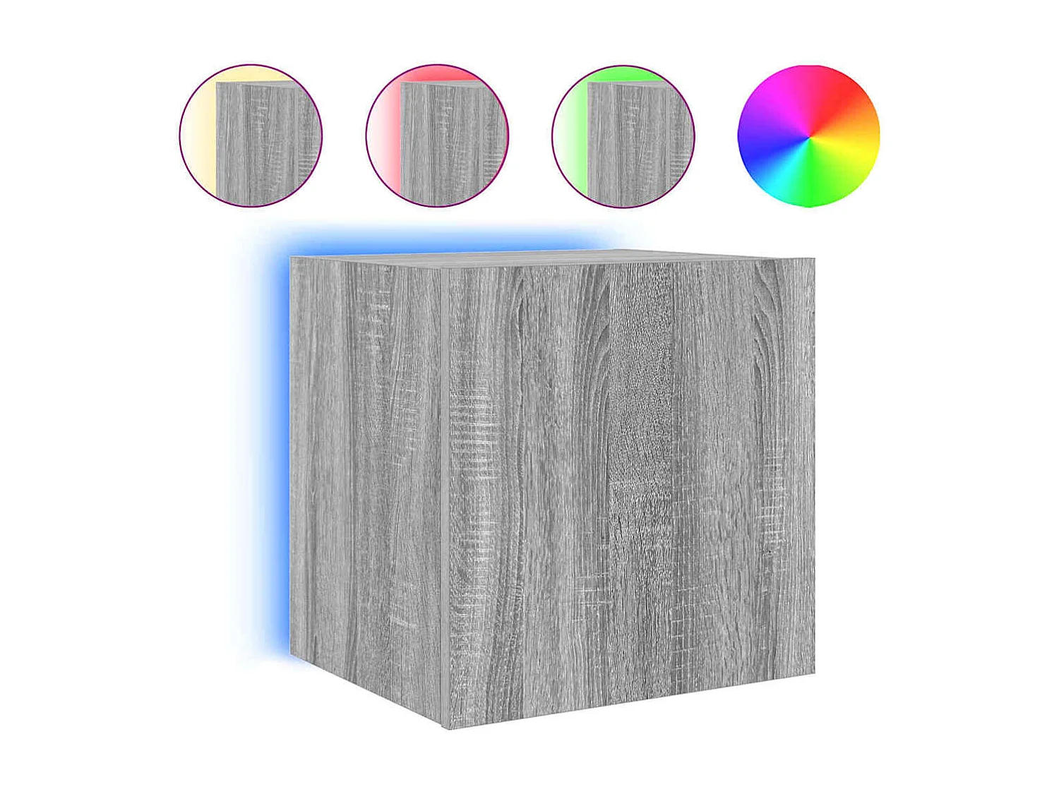 Meubles TV muraux et lumières LED 2pcs sonoma gris 40,5x35x40cm