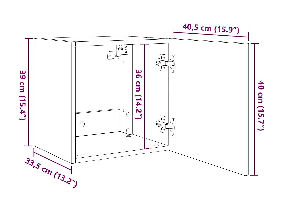 Meubles TV muraux et lumières LED 2pcs sonoma gris 40,5x35x40cm