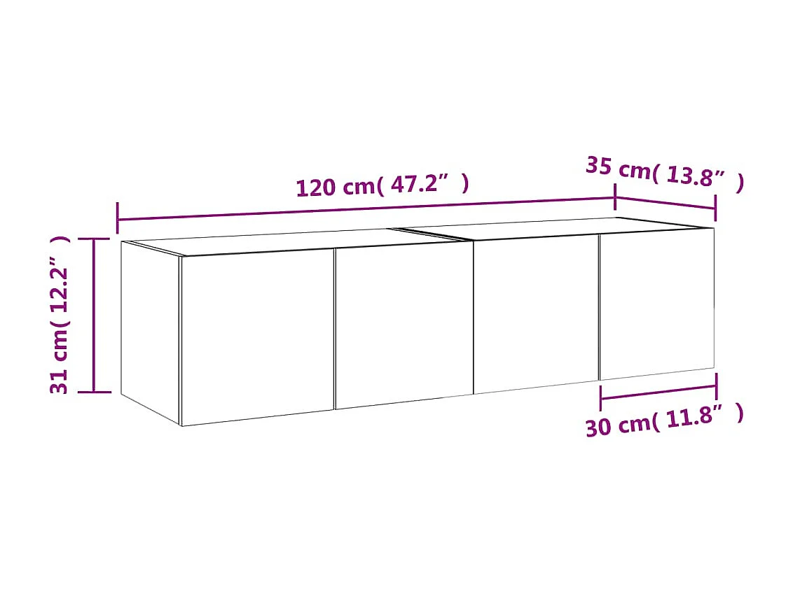 TV-Wandschränke mit LED-Leuchten 2 Stk. Sonoma-Eiche 60x35x31cm