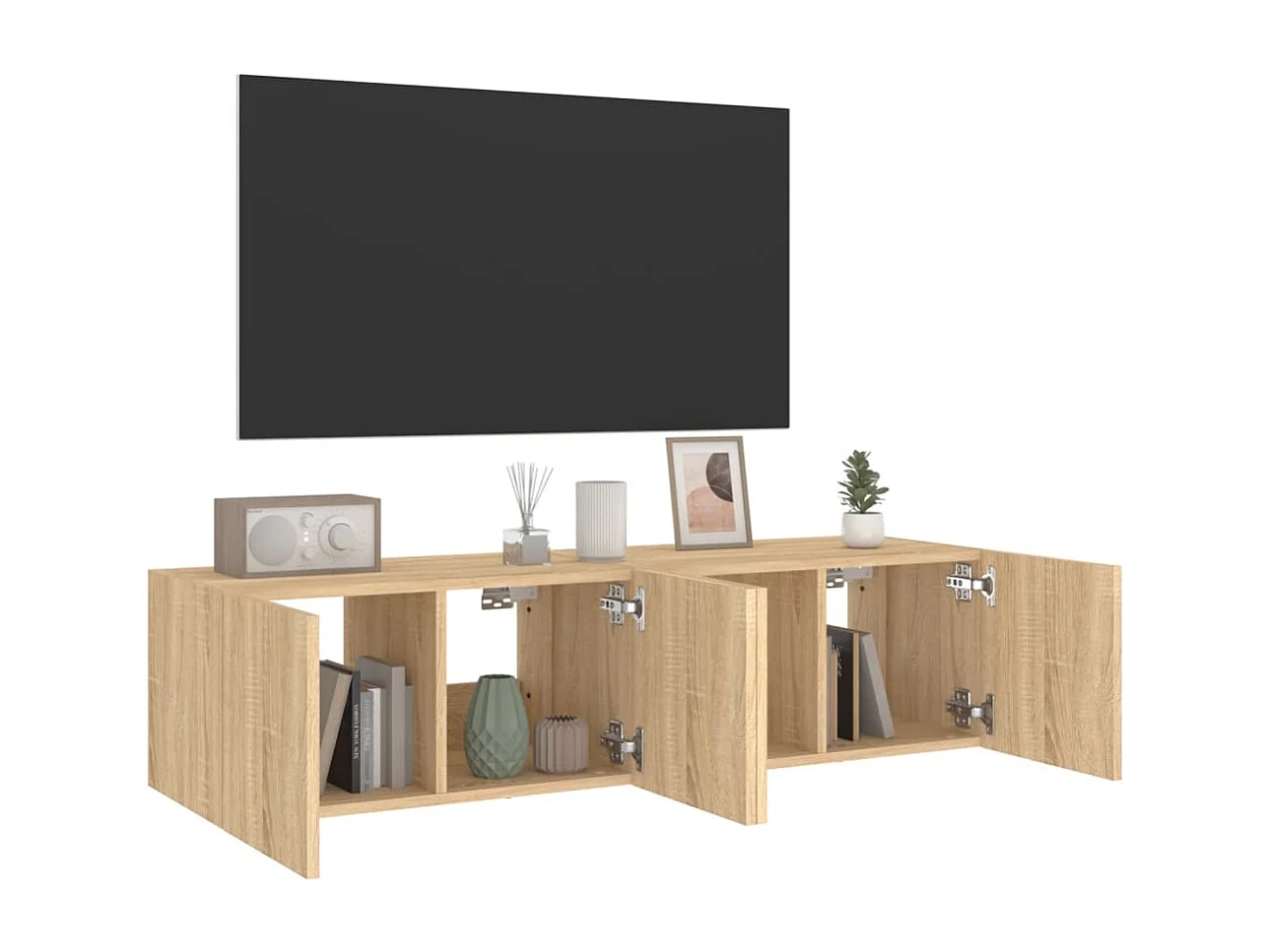 TV-Wandschränke mit LED-Leuchten 2 Stk. Sonoma-Eiche 60x35x31cm