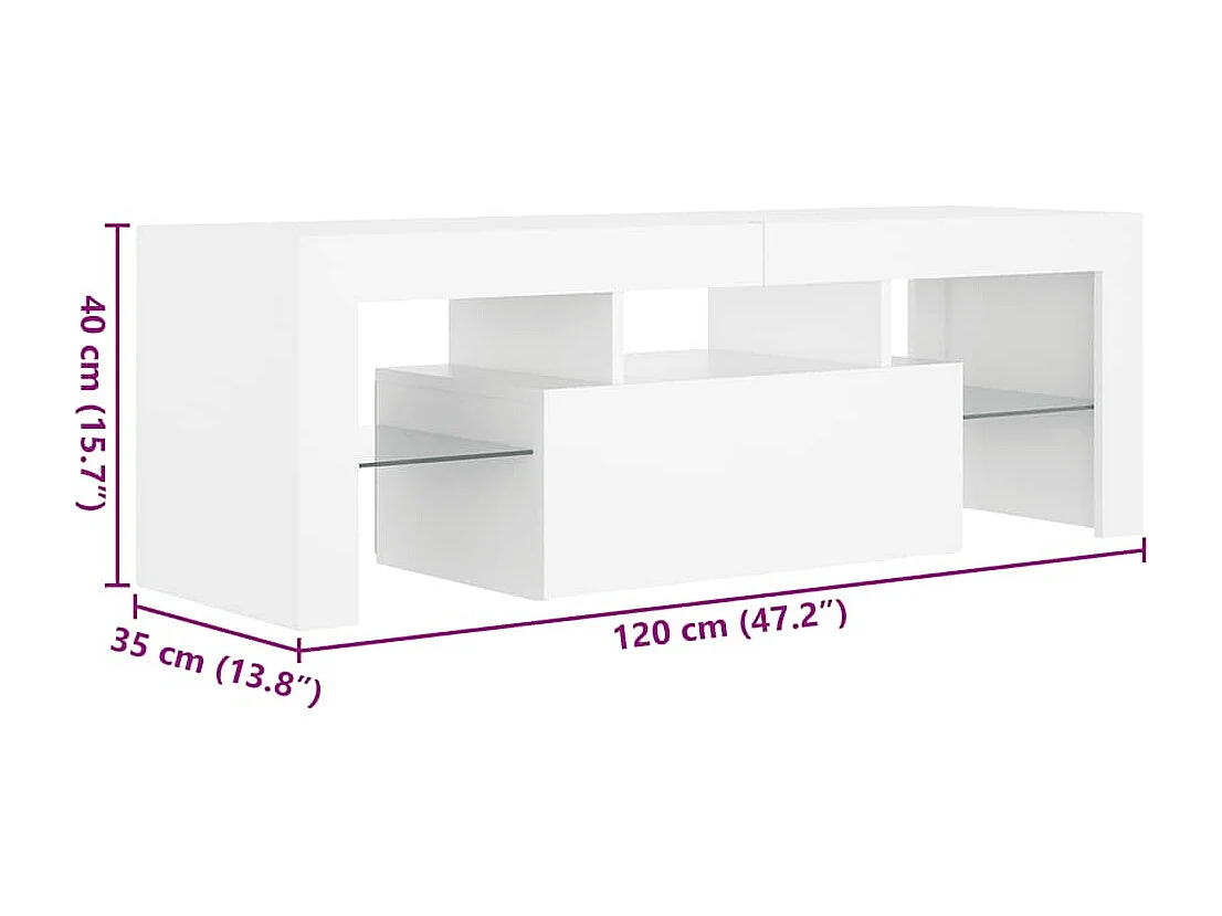 Meuble TV avec lumières LED Blanc 120x35x40 cm