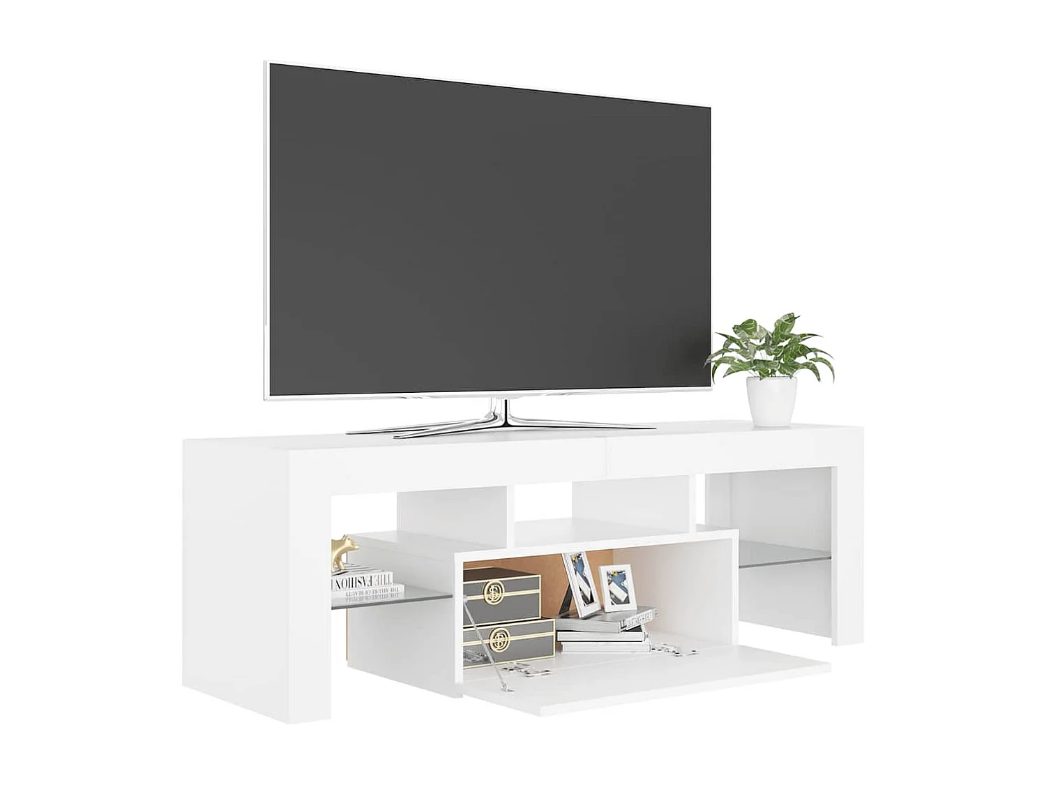 Mobile Porta TV con Luci LED Bianco 120x35x40 cm