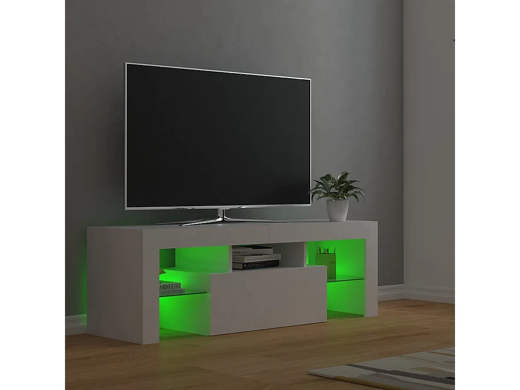 Meuble TV avec lumières LED Blanc 120x35x40 cm