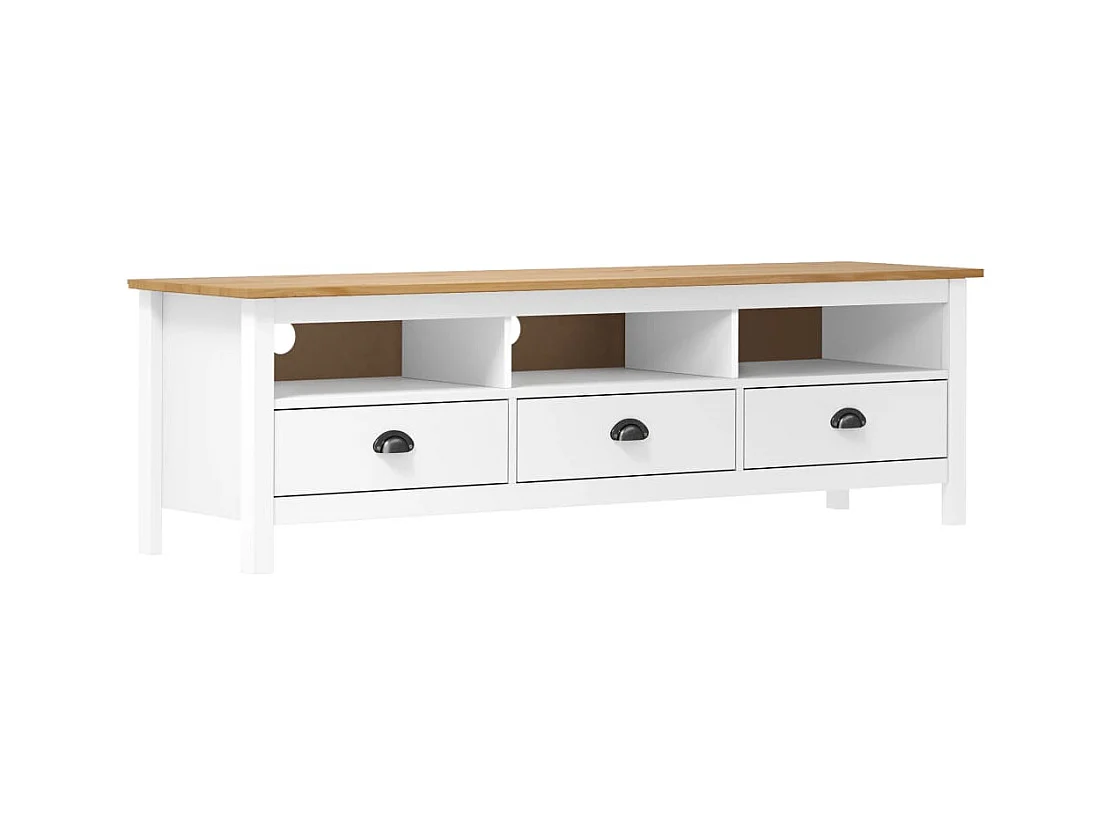 Mobile Porta TV Hill Bianco 158x40x47 cm in Legno di Pino