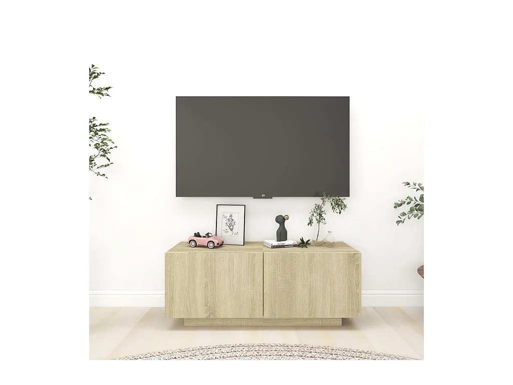 Mueble para TV madera contrachapada color roble 100x35x40 cm