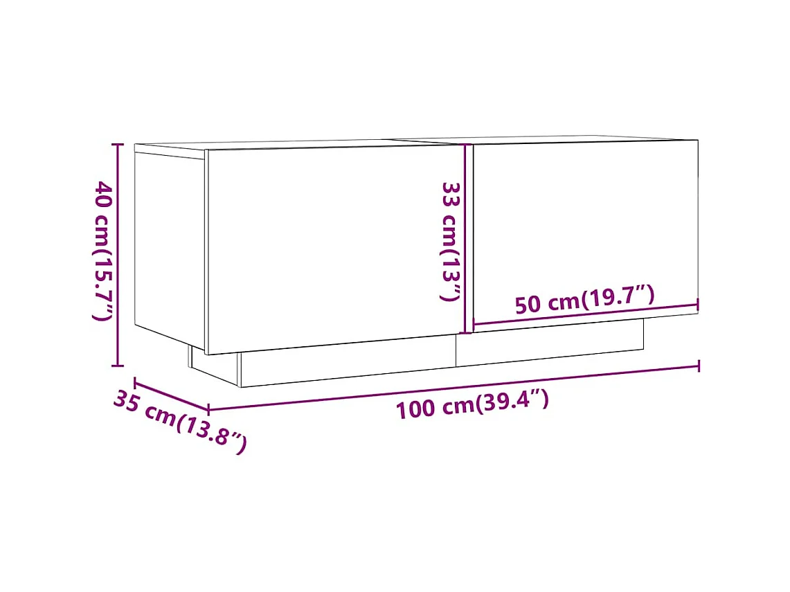 Mueble para TV madera contrachapada color roble 100x35x40 cm