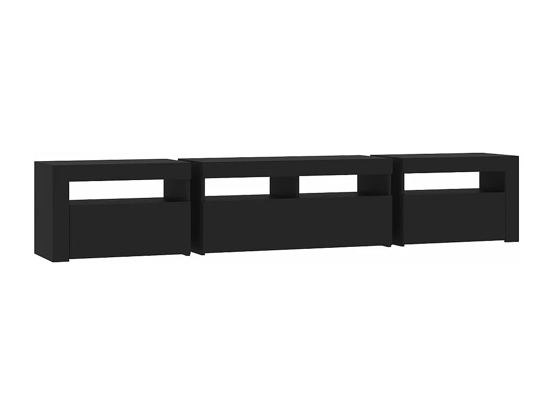 Móvel de TV com luzes LED 210x35x40 cm preto