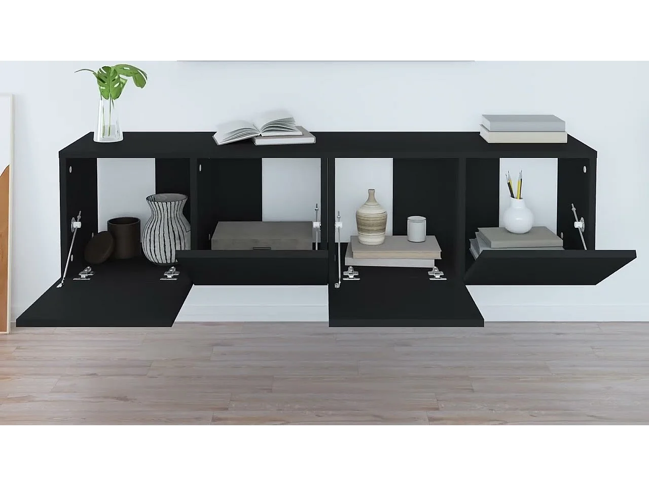 Tv-hangmeubelen 2 st 60x30x30 cm zwart