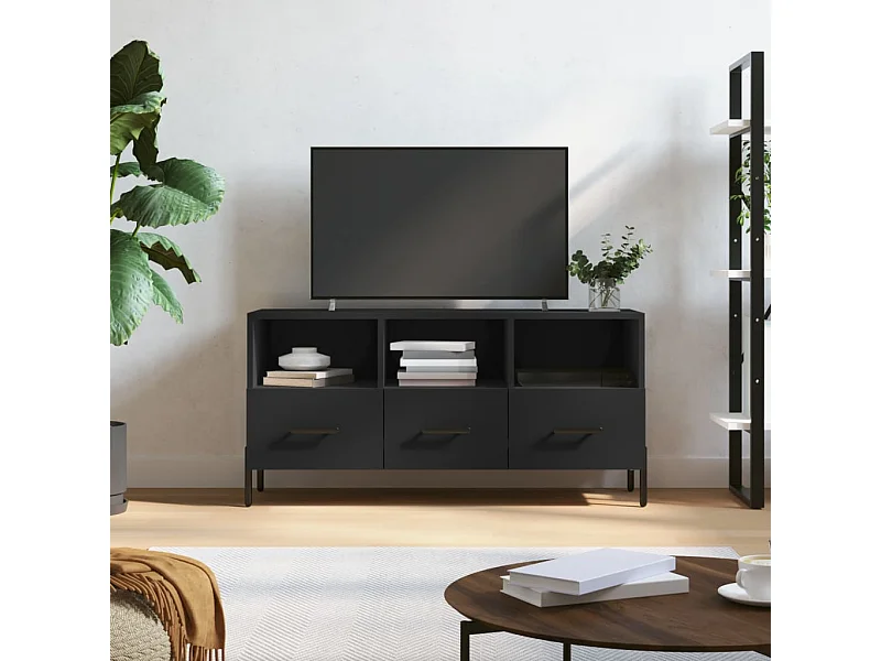 Mueble de TV madera de ingeniería negro 102x36x50 cm