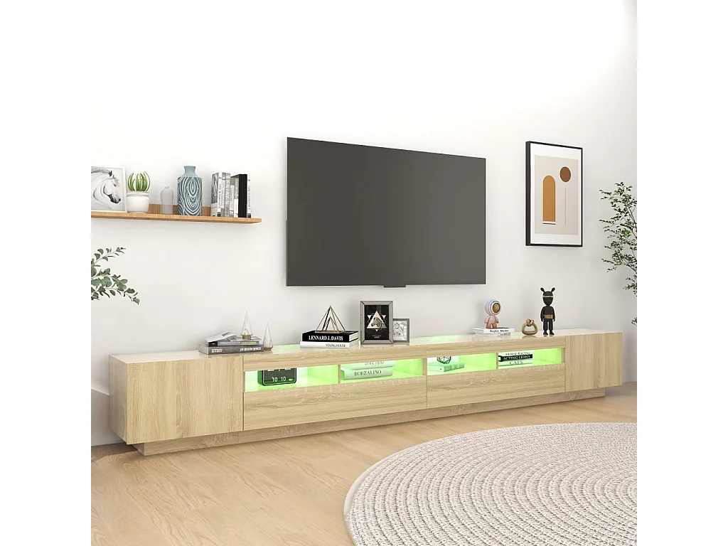 Móvel de TV com luzes LED 300x35x40 cm carvalho sonoma