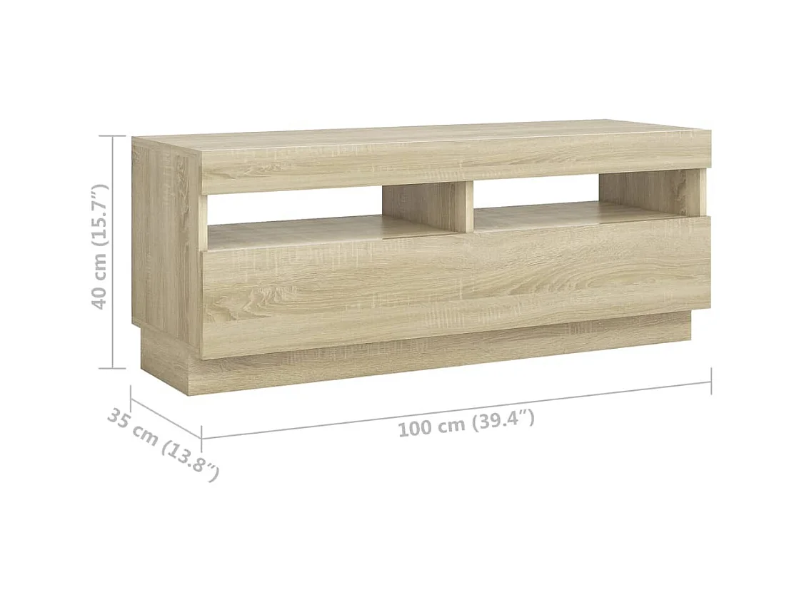 Meuble TV avec lumières LED Chêne sonoma 300x35x40 cm