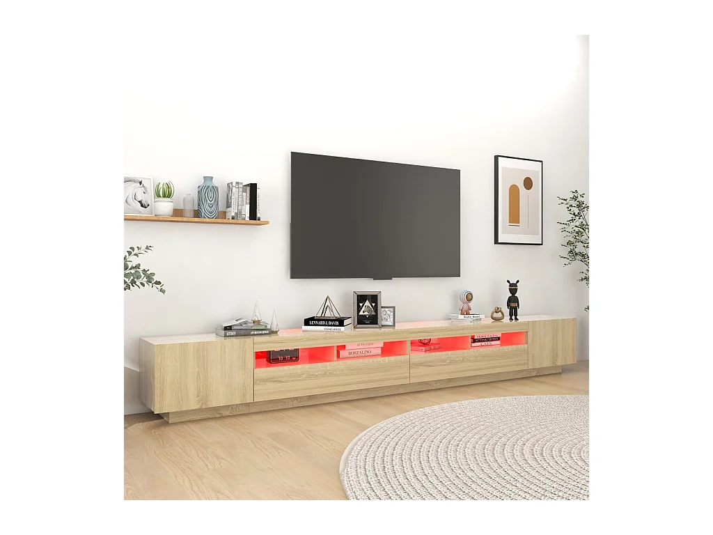 Meuble TV avec lumières LED Chêne sonoma 300x35x40 cm