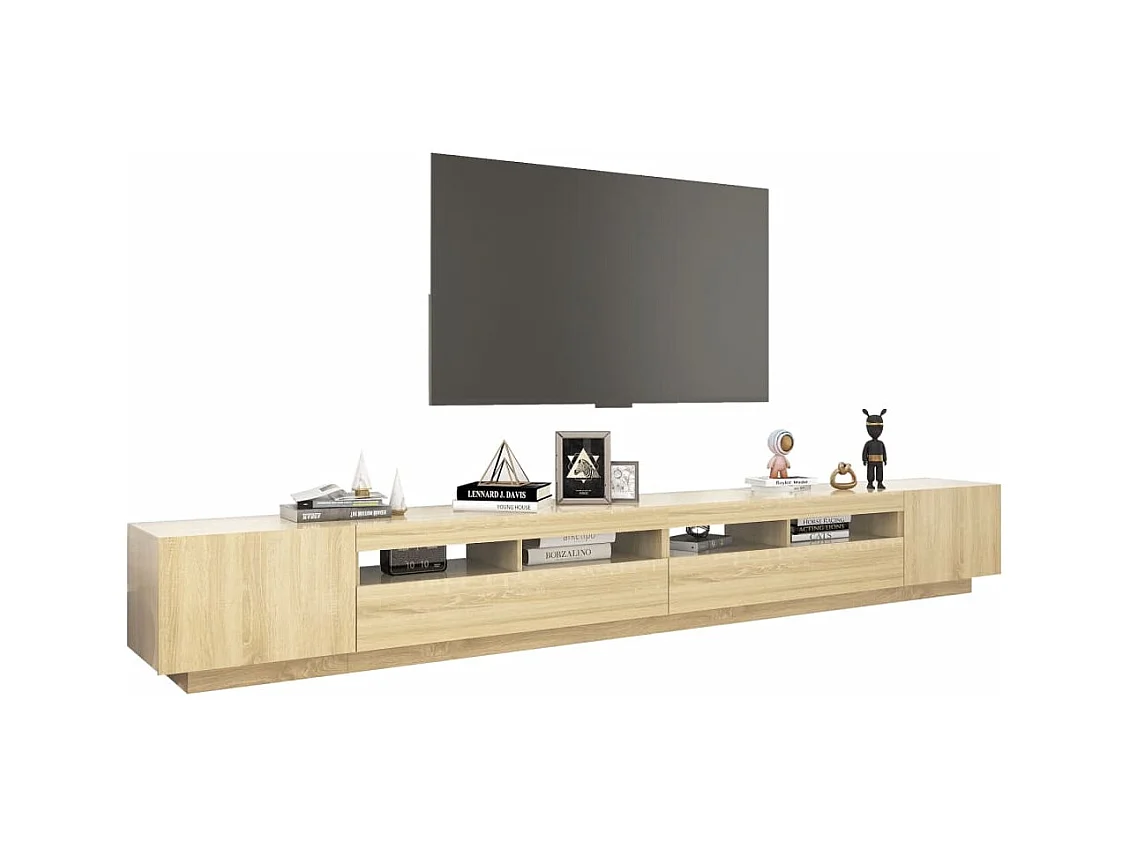 Meuble TV avec lumières LED Chêne sonoma 300x35x40 cm