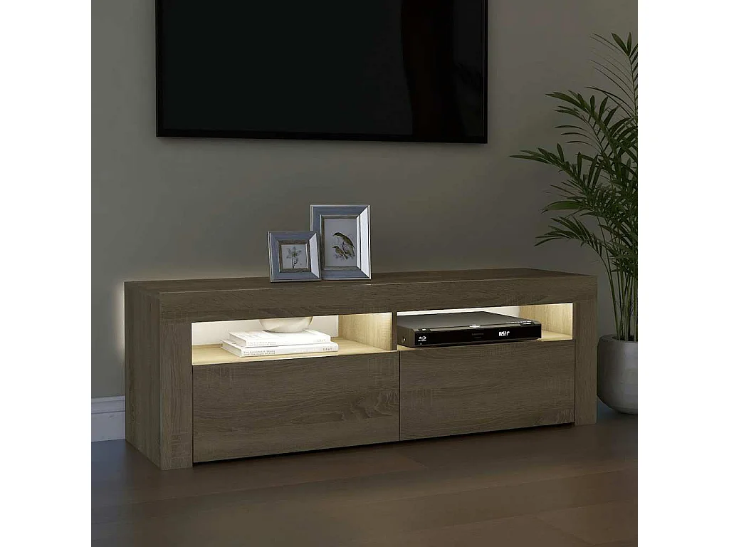 TV-Schrank mit LED-Leuchten Sonoma-Eiche 120x35x40 cm