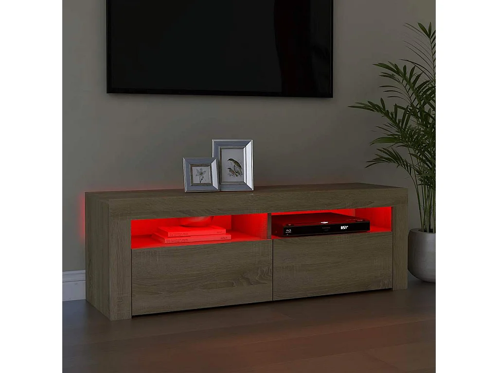 TV-Schrank mit LED-Leuchten Sonoma-Eiche 120x35x40 cm