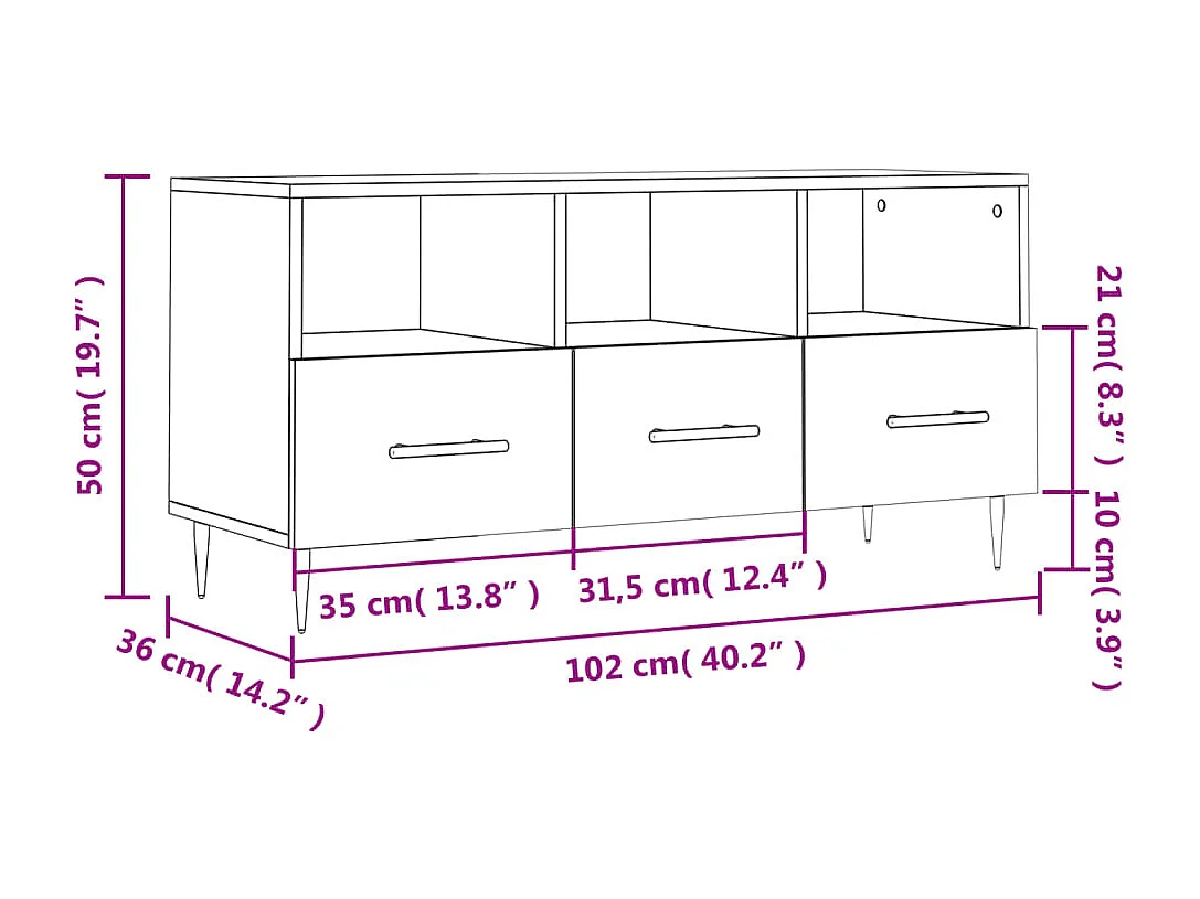Mobile Porta TV Grigio Cemento 102x36x50 cm Legno Multistrato
