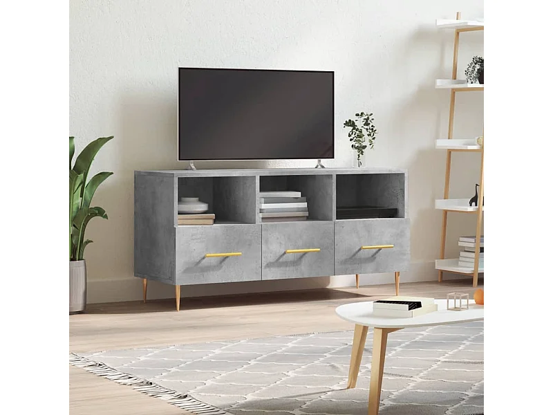 Meuble TV gris béton 102x36x50 cm bois d'ingénierie