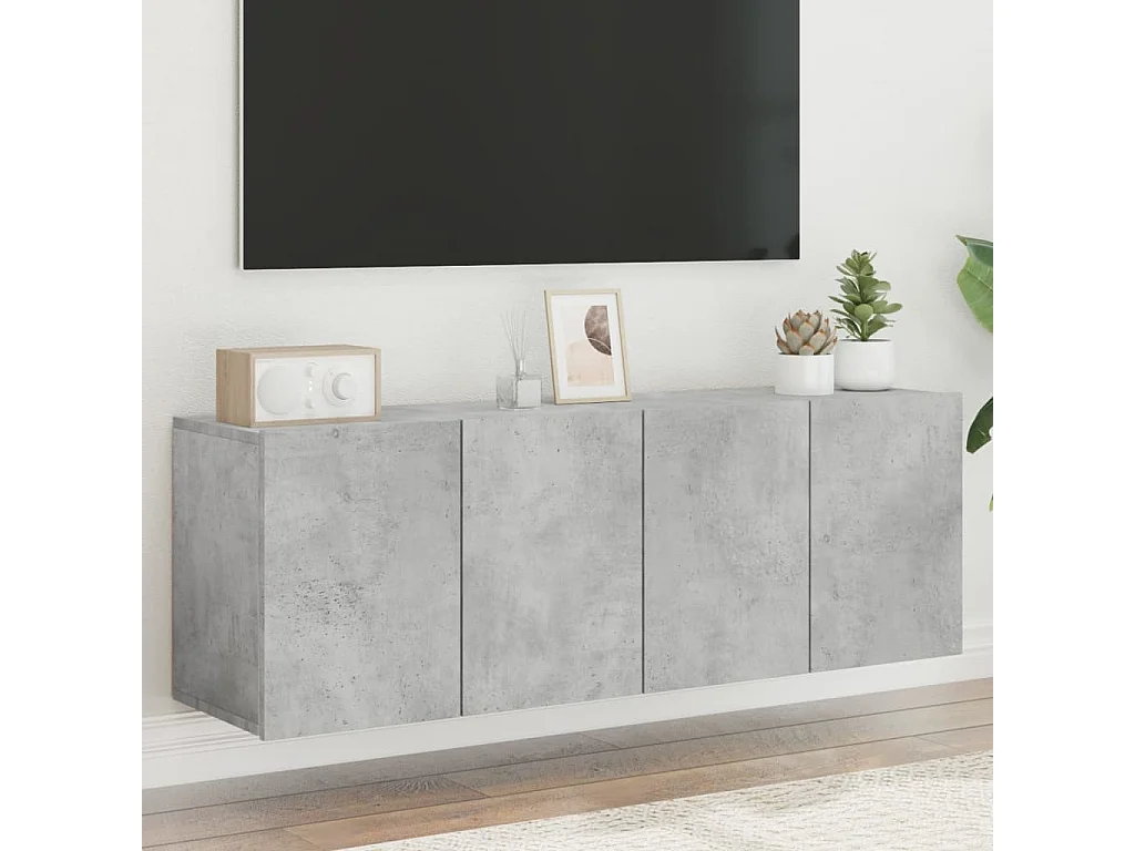 Mobili TV a Parete 2pz Grigio Cemento 60x30x41 cm