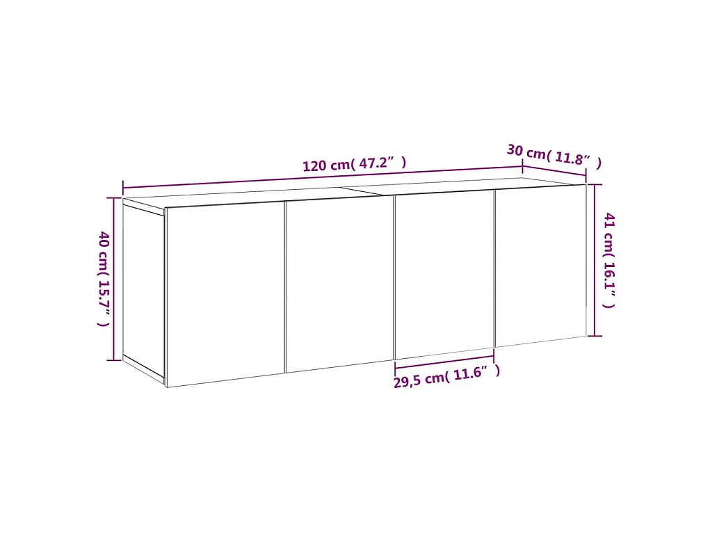 Mobili TV a Parete 2pz Grigio Cemento 60x30x41 cm