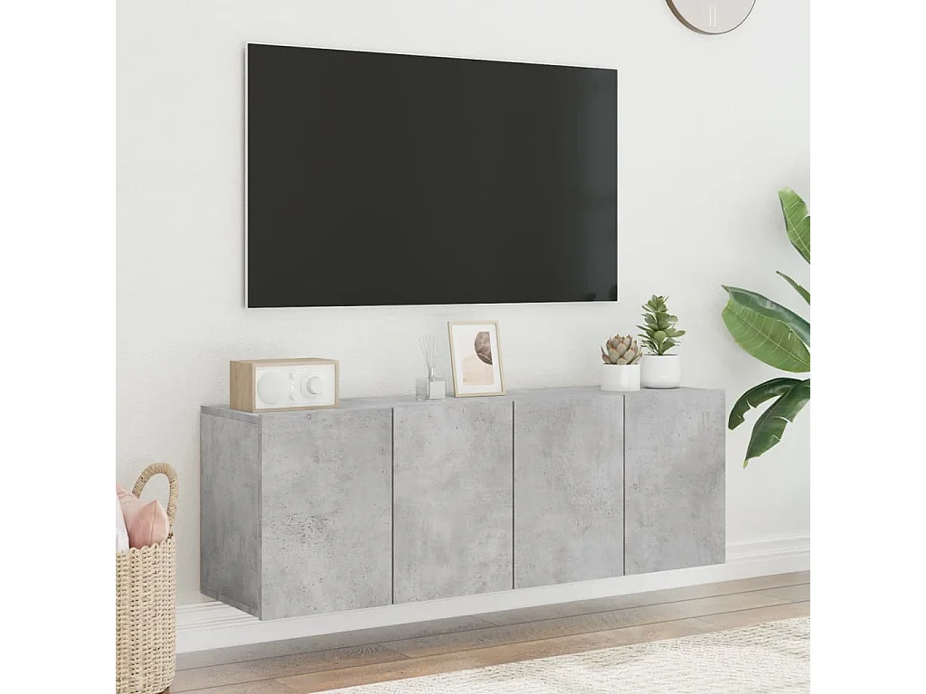 Mobili TV a Parete 2pz Grigio Cemento 60x30x41 cm