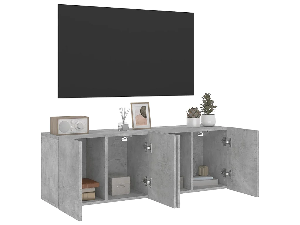 Mobili TV a Parete 2pz Grigio Cemento 60x30x41 cm