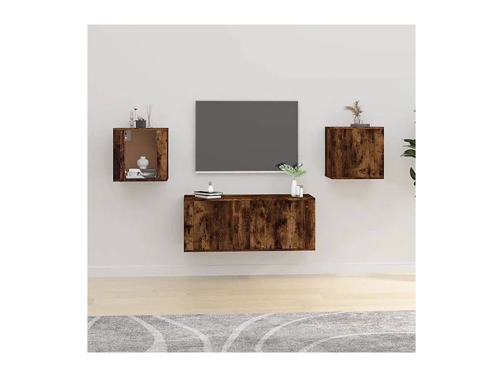 Meubles TV muraux 2 pcs Chêne fumé 40x34,5x40 cm
