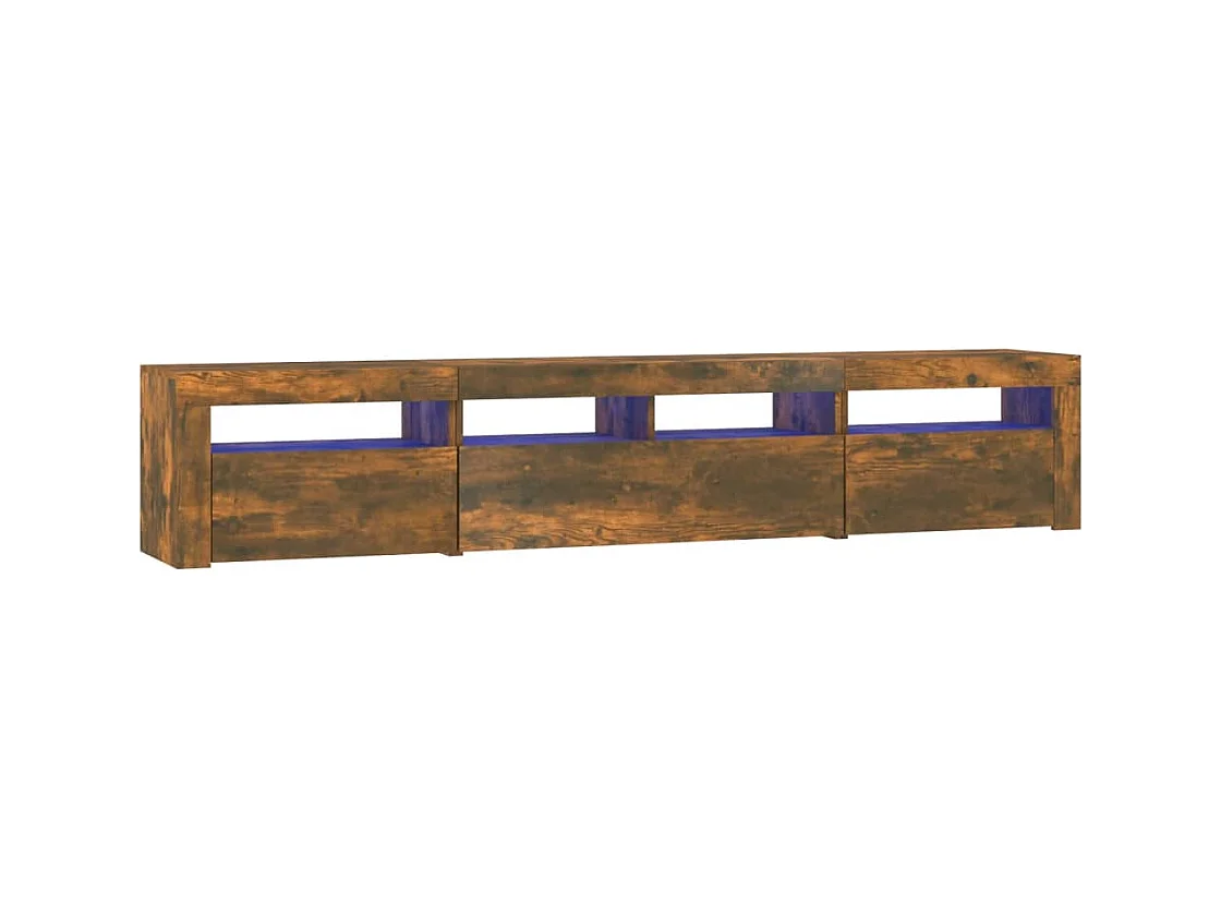 Tv-meubel met LED-verlichting 210x35x40 cm gerookt eikenkleurig